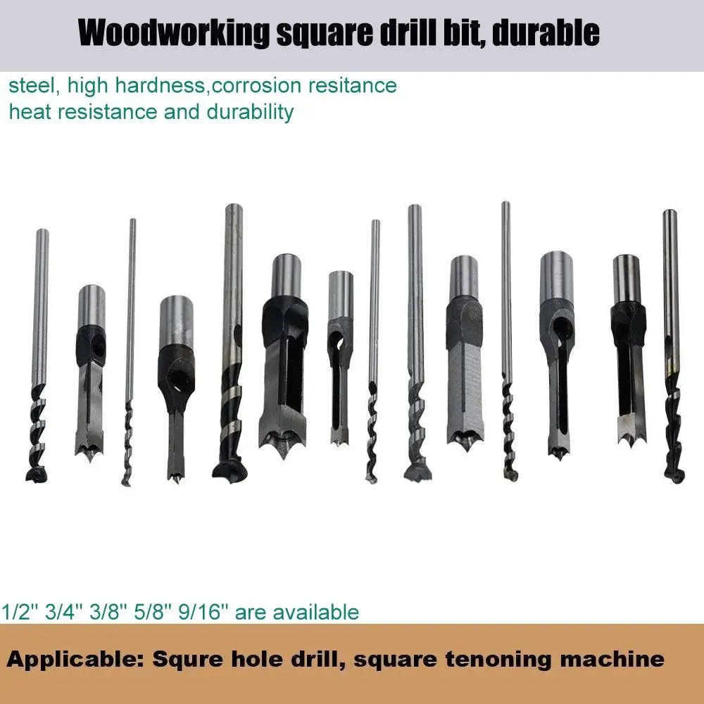 HSS Square Hole Drill Set - Auger Mortising Chisel Bit, Woodworking Drilling Tool, For DIY Furniture 1pc