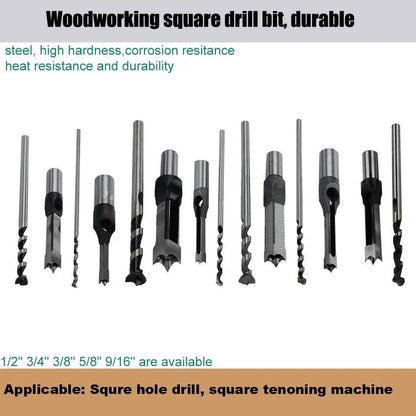 HSS Square Hole Drill Set - Auger Mortising Chisel Bit, Woodworking Drilling Tool, For DIY Furniture 1pc