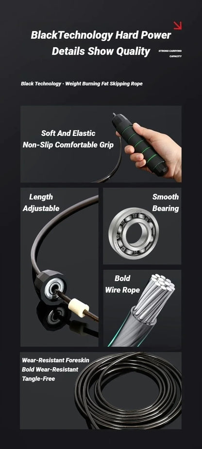The New Jump Rope Steel Wire Skipping Exercise Adjustable Jumping Fitness Workout Training Home Sport Equipment Tangle-Free