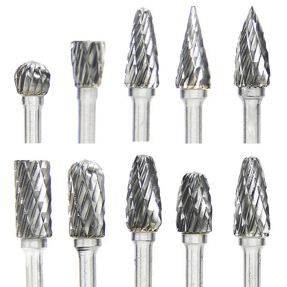 High-speed Steel Rotary Burr Carving Burr Bits Double Diamond Cut Dremel Tools for Wood Stone Carving Steel Metal Working