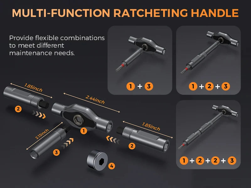 74 in1 Ratchet Screwdriver Set Detachable Ratchet T Handle Portable Repair Tool Kit for Furniture Computer Bicycle Eyeglass DIY