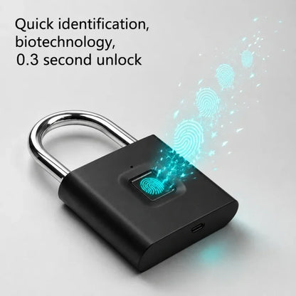 Smart Fingerprint Padlock 0.5s Unlock IP55 Waterproof Type-C Rechargeable for Luggage, Gym, Office, Zinc Alloy Anti-Theft Lock