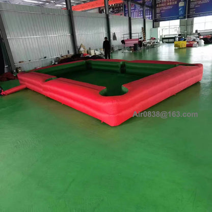 Mesa de billar de fútbol inflable roja de primera calidad, cancha de billar de fútbol portátil grande de tamaño humano con soplador para juego