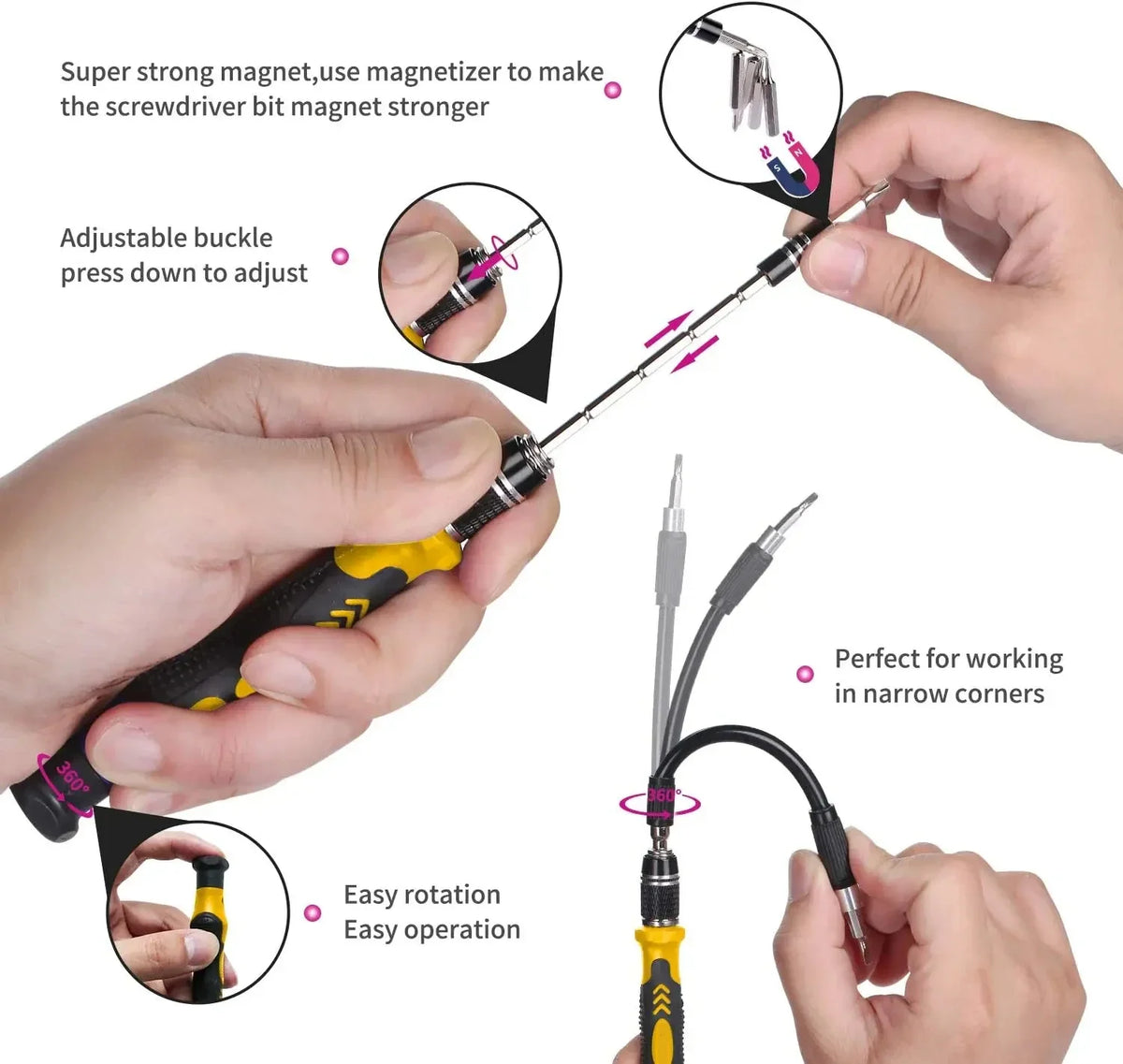 Professional 115-in-1 Precision Screwdriver Kit, Magnetic Phillips Screwdriver Bits with Extension, for Watch and Electronics Repair