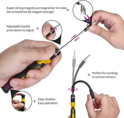 Professional 115-in-1 Precision Screwdriver Kit, Magnetic Phillips Screwdriver Bits with Extension, for Watch and Electronics Repair