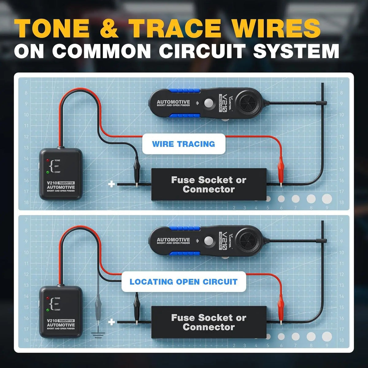 VDIAGTOOL V210 Automotive Circuit Breaker Finder Electrical Tester Wire Tracer Open & Short Circuit Finder DC 6-42V