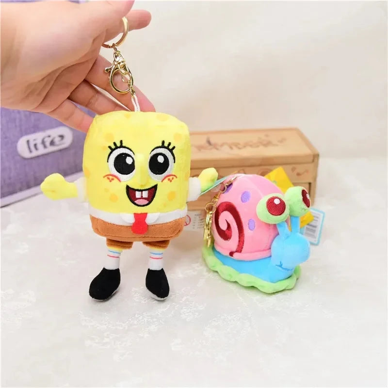 Llavero de Peluche de Bob Esponja y Patricio Estrella de Dibujos Animados Kawaii, Colgante Creativo para Mochila de Gary, Regalos de Squidward Tentacles y Amigos