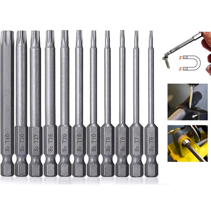 11 PCS T6-T40 Torx Security Bit Set S2 Steel Magnetic Star Screwdriver Set for Shark Vacuum 50/100mm