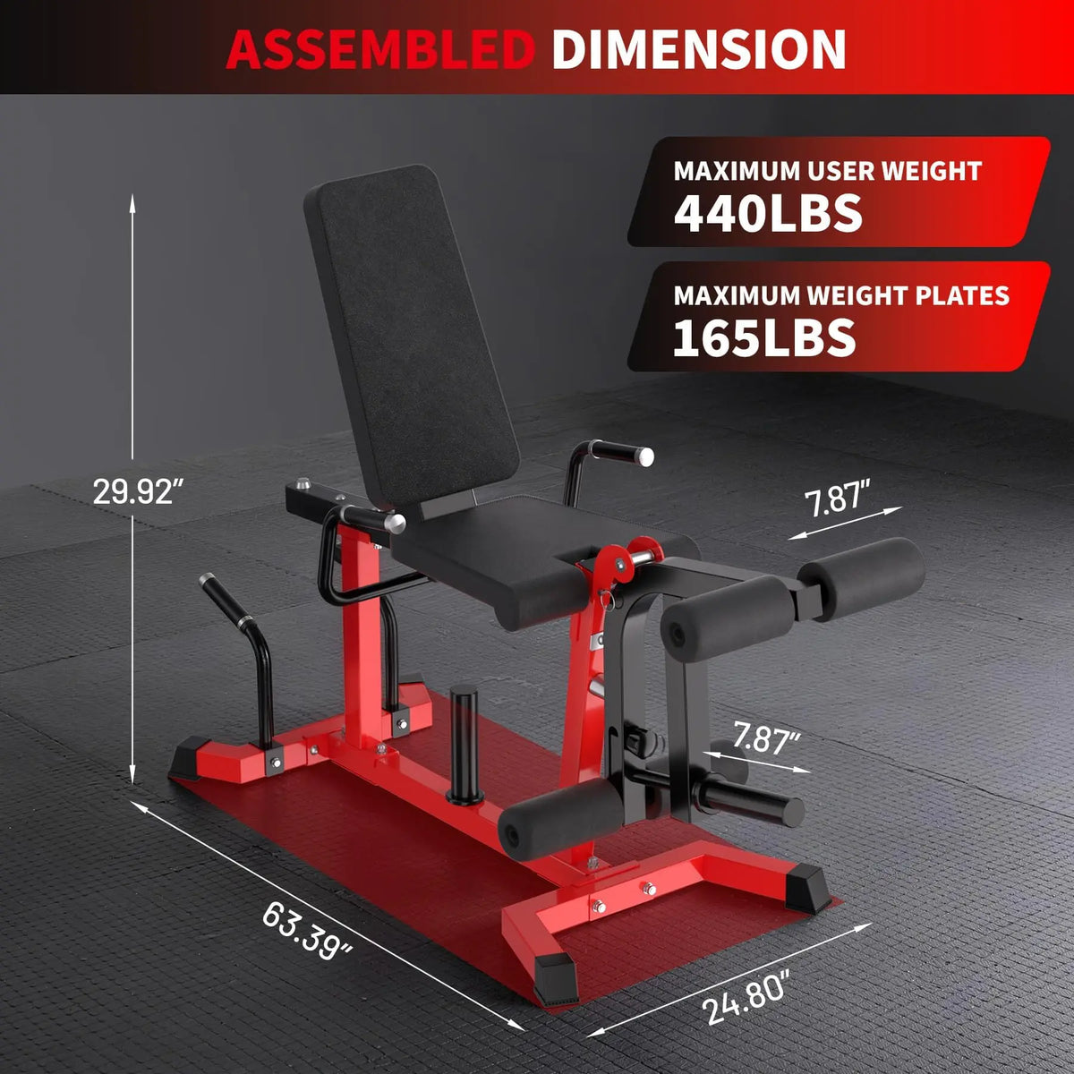 Adjustable Seated Leg Extension And Wave Machine Full Lower Body Trainer Reverse Hyper And Back Extension Home Gym Strength Equipment Black Red