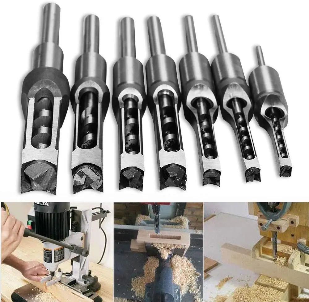 HSS Square Hole Drill Set - Auger Mortising Chisel Bit, Woodworking Drilling Tool, For DIY Furniture 1pc