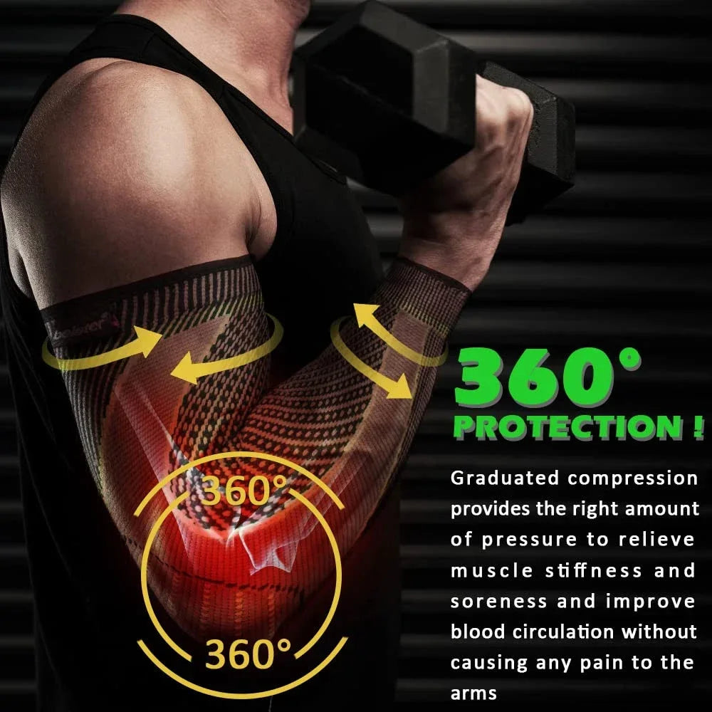 1PCS Sports Arm Compression Sleeve Anti-Slip Elbow Support for Men and Women Cycling Basketball Football Volleyball Baseball Tennis Golf