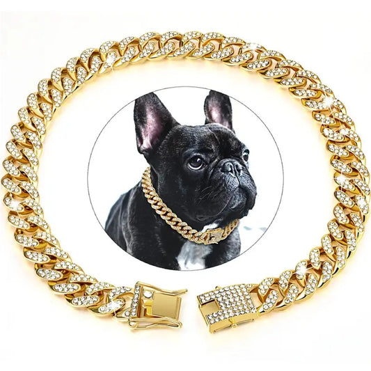 Dog Chain Collar Luxury Gold Pet Metal Chain Collar For Small Medium Large Dogs Cats Pet Jewelry Necklace Accessorie