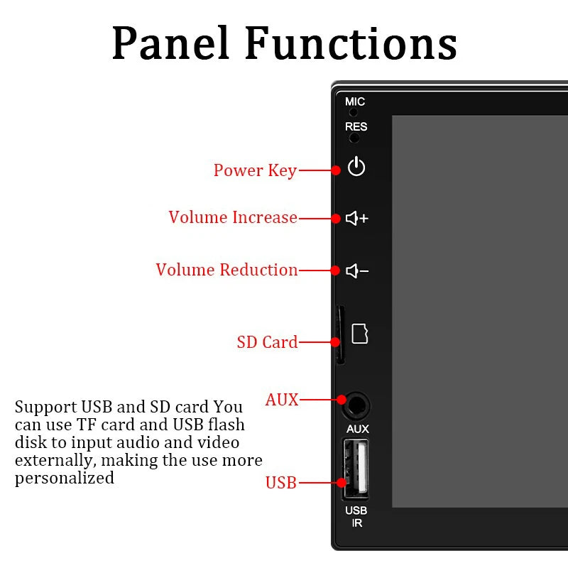 7“ Car Radio 1 Din Carplay Android Auto Multimedia Player HD Touch Screen FM AUX Input Bluetooth MirrorLink Universal Autoradio
