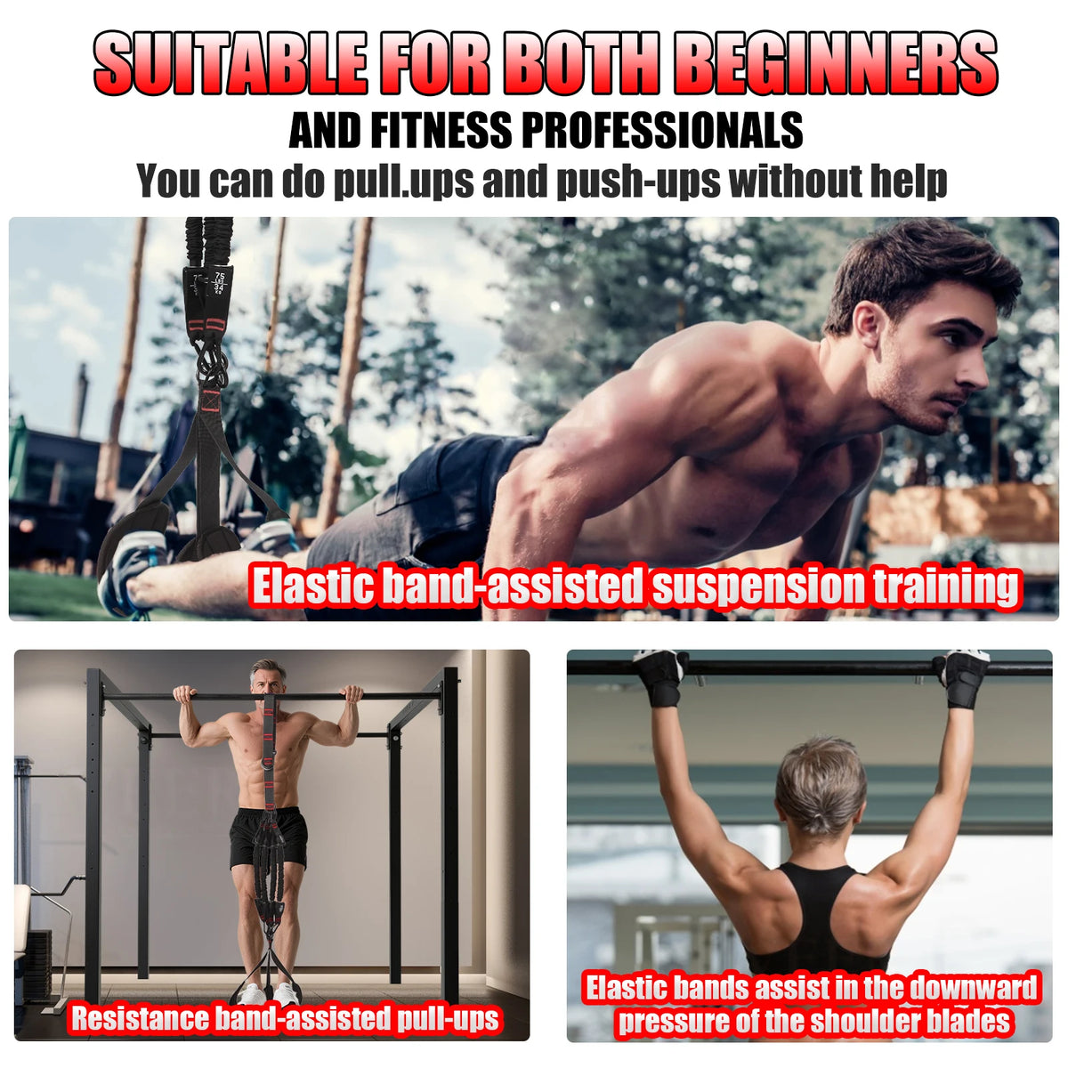 Bandas de asistencia para dominadas de 260 libras, bandas de resistencia para dominadas con soporte para pies, bandas de asistencia para barra de dominadas, equipo de entrenamiento de fuerza, altura ajustable