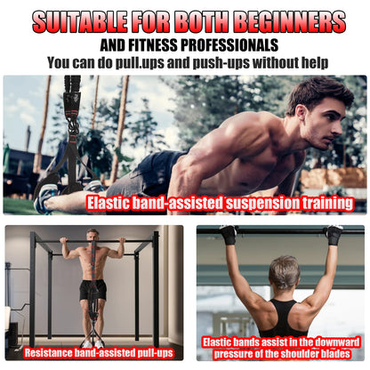 Bandas de asistencia para dominadas de 260 libras, bandas de resistencia para dominadas con soporte para pies, bandas de asistencia para barra de dominadas, equipo de entrenamiento de fuerza, altura ajustable