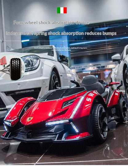 Juguete eléctrico recargable para niños de 1 a 5 años, coche de paseo con Control remoto de cuatro ruedas para niños y niñas