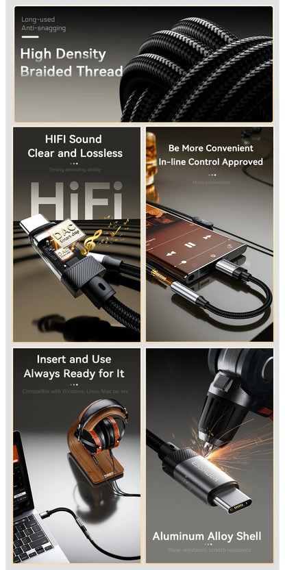 Essager Lighting to 3.5mm Jack Audio Adapter Headphone Aux Cable USB Type C to 3.5 Adapter OTG Type C For iPhone Xiaomi OnePlus