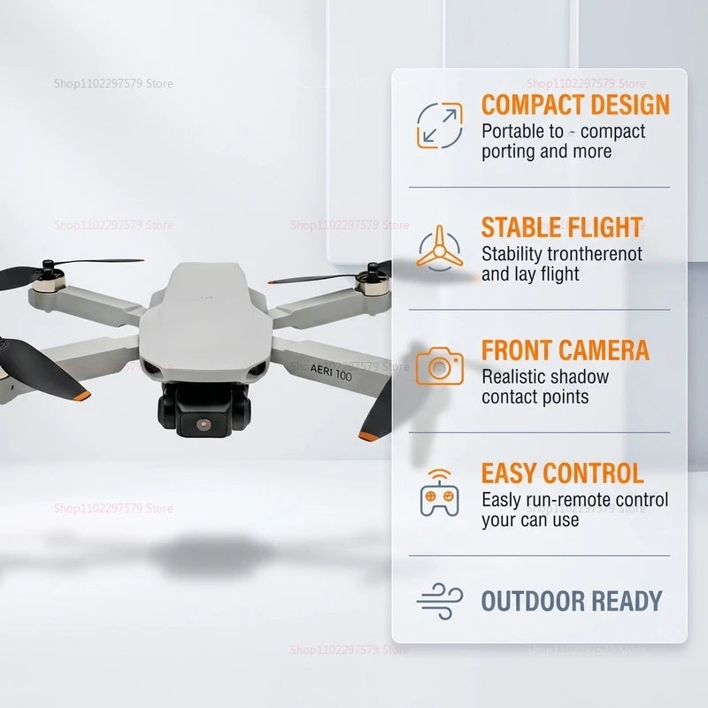 Mini Helicóptero RC Aeri 100 Drone 8K Profesional FPV con Cámara de Seguridad, Retorno Automático, UHD WiFi, Control Remoto, Juguete Volador para Niños