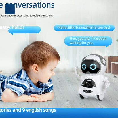 Robot Infantil Interactivo con Voz, Reconocimiento de Voz, Grabación, Canto, Baile y Cuentos, Mini Robot Inteligente de Juguete