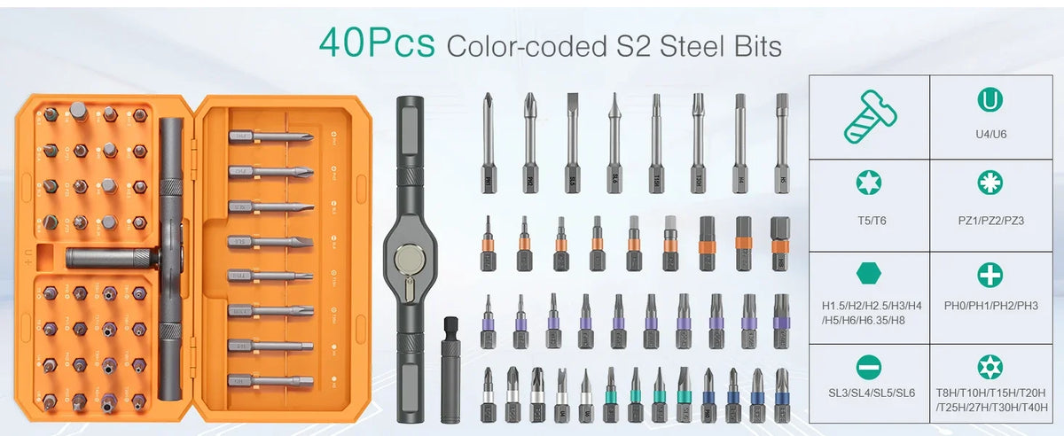 42 in 1 Magnetic Screwdriver Set DIY Ratchet Screwdriver Set Multi Bit Drive Set with Detachable Ratchet Handle for Compute
