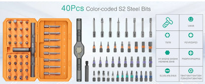 42 in 1 Magnetic Screwdriver Set DIY Ratchet Screwdriver Set Multi Bit Drive Set with Detachable Ratchet Handle for Compute