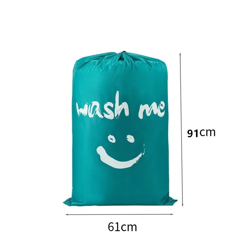 Smile Nylon Laundry Bag Travel Storage Pouch Machine Washable Dirty Clothes Storage Wash Drawstring Bag Large Capacity