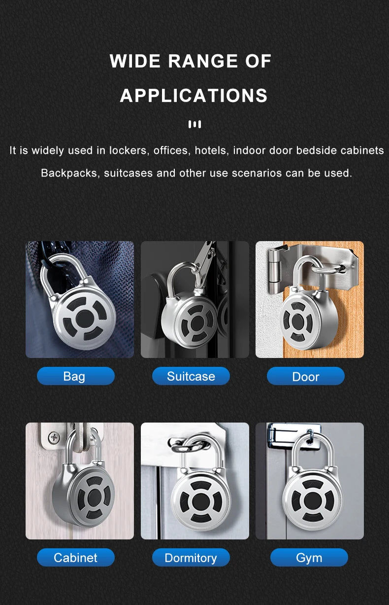 Smart Fingerprint Padlock 0.5s Unlock IP55 Waterproof Type-C Rechargeable for Luggage, Gym, Office, Zinc Alloy Anti-Theft Lock
