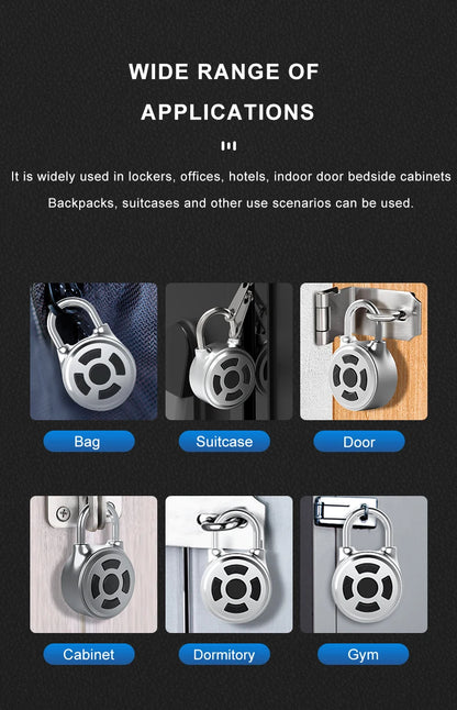 Smart Fingerprint Padlock 0.5s Unlock IP55 Waterproof Type-C Rechargeable for Luggage, Gym, Office, Zinc Alloy Anti-Theft Lock
