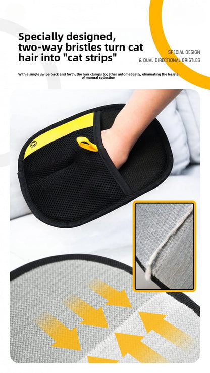 Pet Hair Removal Kit: Sticky Roller, Static Brush & Grooming Gloves - For Cat and Dog Fur on Furniture, Car, and Clothing