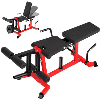 Adjustable Seated Leg Extension And Wave Machine Full Lower Body Trainer Reverse Hyper And Back Extension Home Gym Strength Equipment Black Red