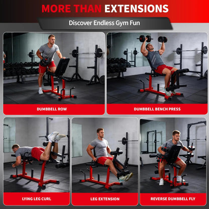 Adjustable Seated Leg Extension And Wave Machine Full Lower Body Trainer Reverse Hyper And Back Extension Home Gym Strength Equipment Black Red