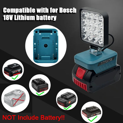 Piezas de herramientas eléctricas para Makita, DeWalt, Bosch, Milwaukee, Ryobi, linterna con batería de litio, luz de trabajo, lámpara de Camping