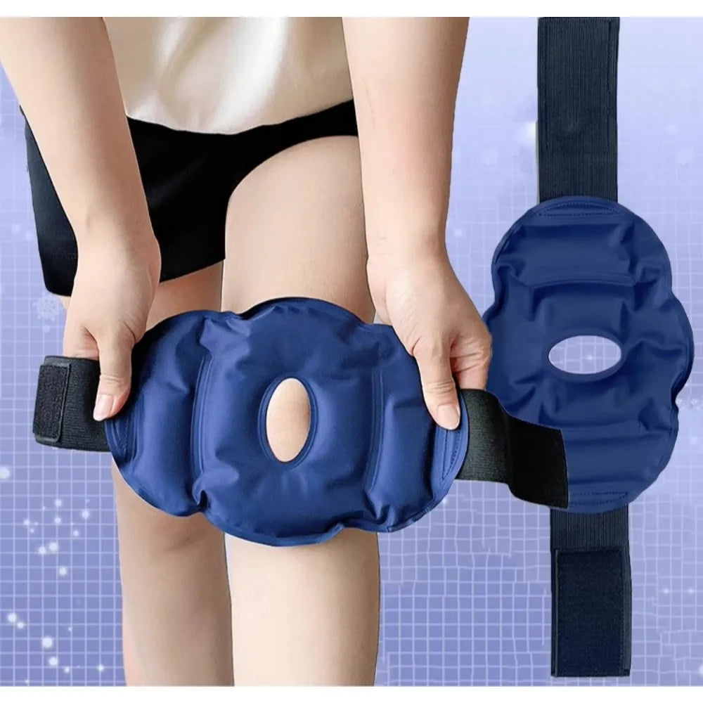 Reusable Knee Ice Pack Wrap, Adjustable Cold Compress for Knee, Cold Therapy Gel Pads for Pain Relief and Sports Injuries