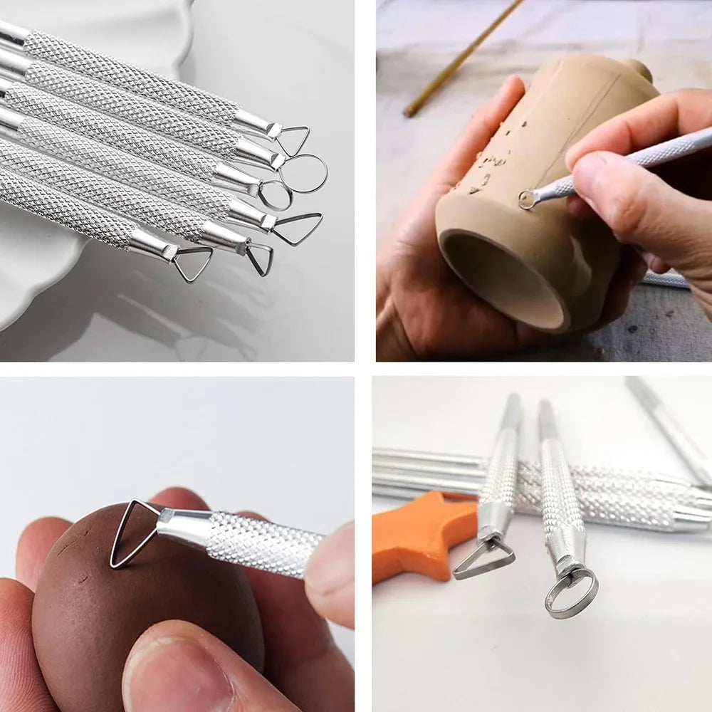 New Texture Pottery Clay Tools DIY Carving Clay Stainless Steel Tool Pottery Modeling Hole Punch Clay Ceramics Sculpture Tools