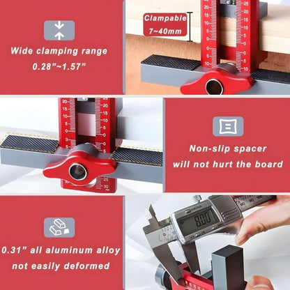 2 in 1 Cabinet Door Installation Positioner, 6/8/10mm Rebounder Punching Mounting Jig for Wardrobe Cabinet Door Panel Installation
