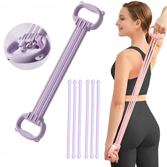 Correa Elástica de Yoga con 6 Cuerdas, Tensor Ajustable, Herramienta de Yoga para Ejercicios de Espalda Abierta y Hombros, Banda Elástica de Estiramiento