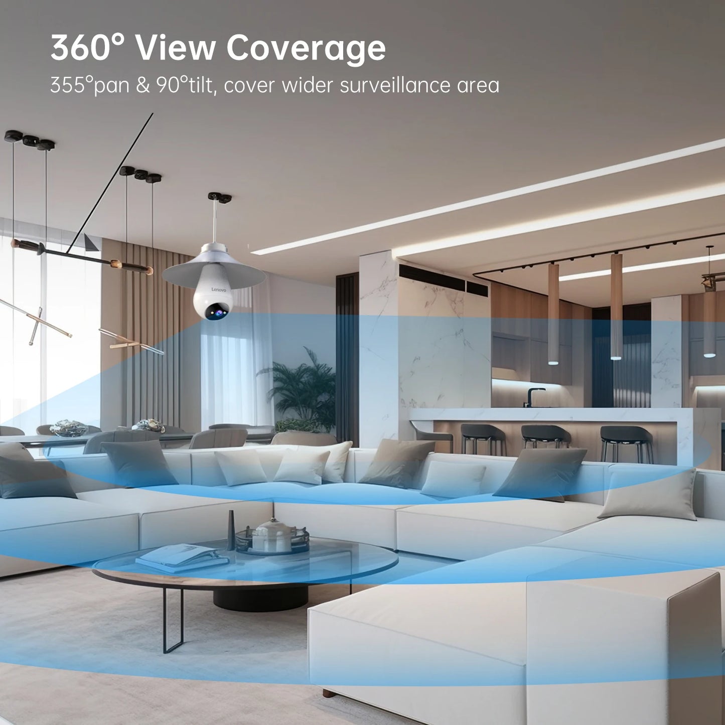 Lenovo 3MP E27 bombilla IP WiFi cámara de videovigilancia interior Color noche AI seguimiento hogar inteligente Monitor de bebé cámara CCTV