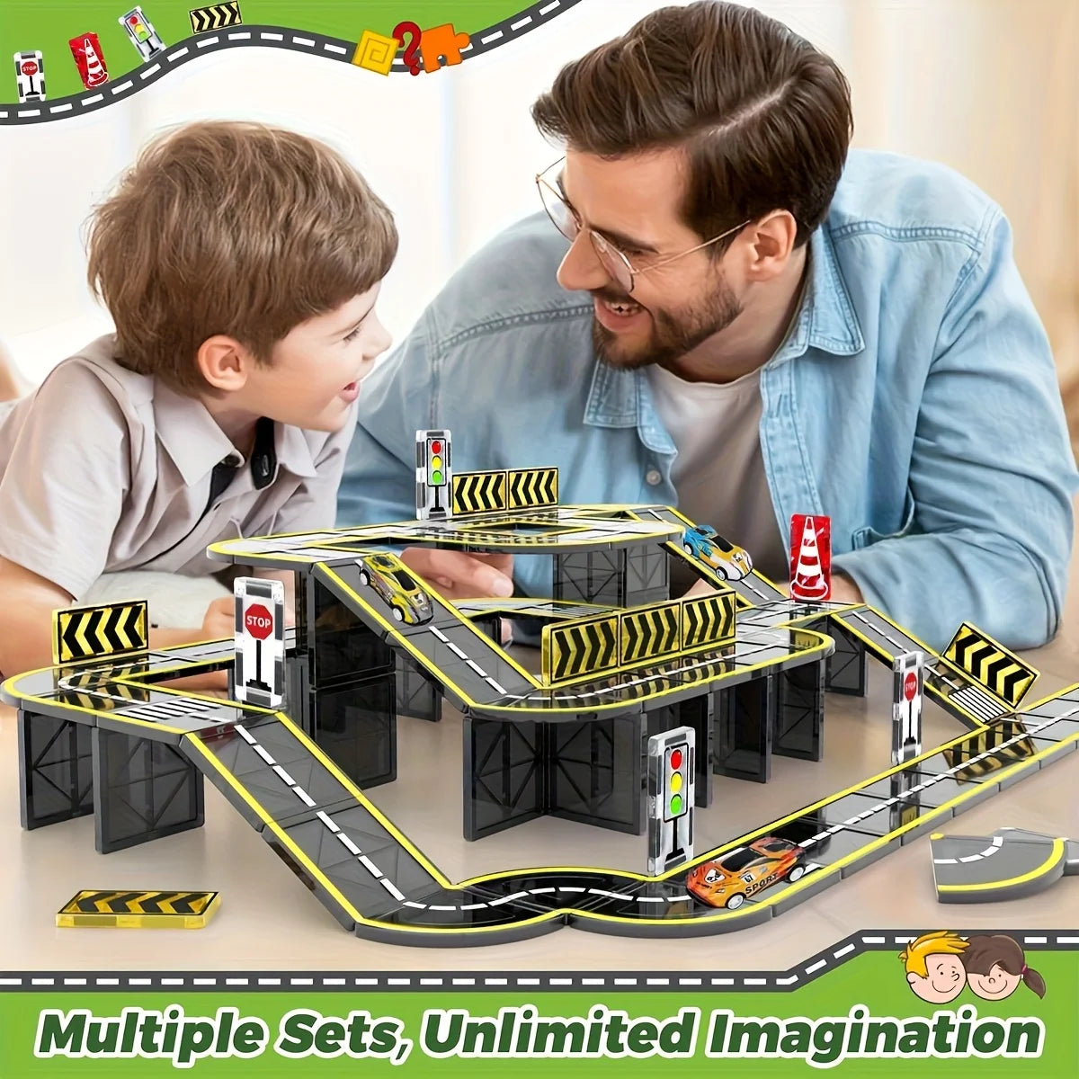 Bloques de Construcción Magnéticos, Juguete de Mosaicos Magnéticos, Mosaicos de Construcción de Pistas de Tráfico Urbano, Regalo de Cumpleaños para Niños, Colores Aleatorios