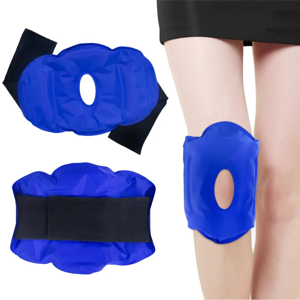 Reusable Knee Ice Pack Wrap, Adjustable Cold Compress for Knee, Cold Therapy Gel Pads for Pain Relief and Sports Injuries