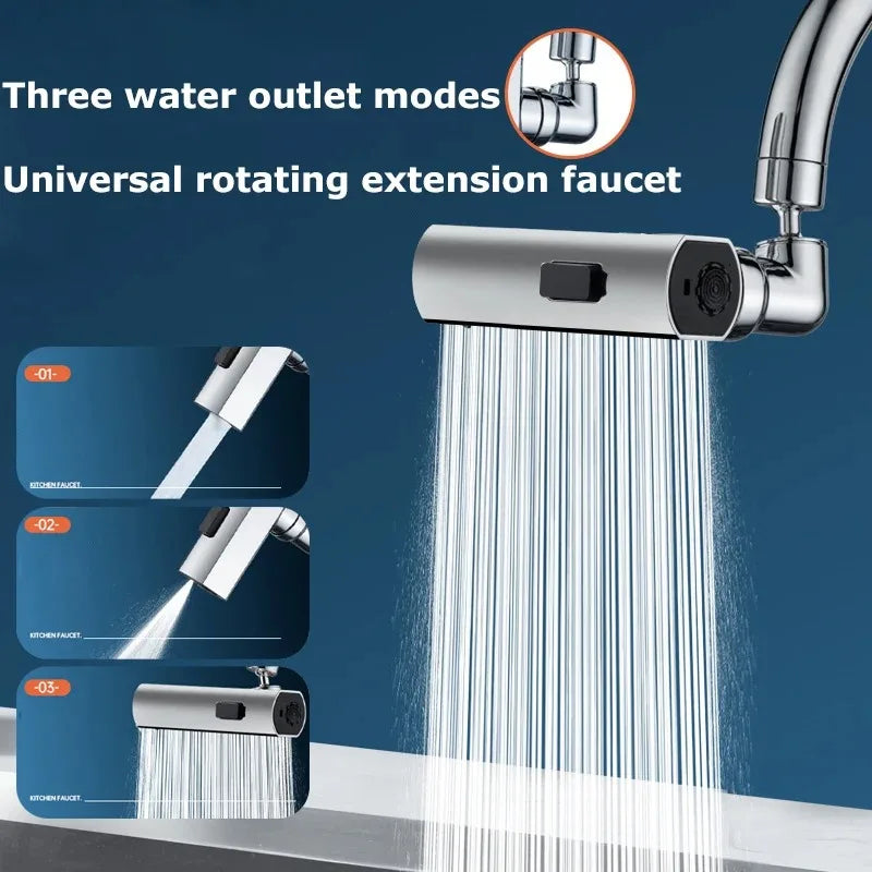 New 3 Modes Kitchen Faucet Universal Rotation Multifunction Swivel Spout Sprayer Waterfall Type Water Tap Bathroom Accessories