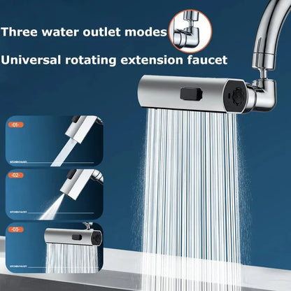 New 3 Modes Kitchen Faucet Universal Rotation Multifunction Swivel Spout Sprayer Waterfall Type Water Tap Bathroom Accessories
