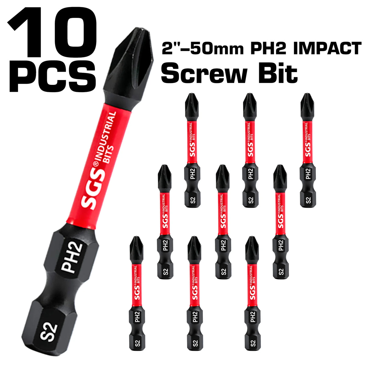 5/10/20 Pieces Phillips Screwdriver Bit Set S2 Steel Magnetic 50mm Long Impact Screwdriver Set Suitable for Metal Processing in Homes, Factories, Offices, Etc