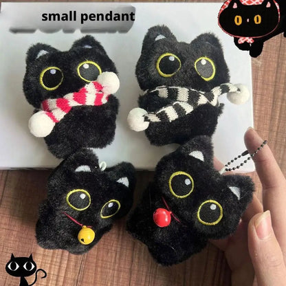 Lindo Llavero de Gato Negro de Peluche, Colgante de Dibujos Animados, Llavero Decorativo, Accesorio para Mochila, Regalo