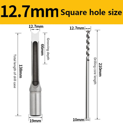 HSS Square Hole Drill Set - Auger Mortising Chisel Bit, Woodworking Drilling Tool, For DIY Furniture 1pc