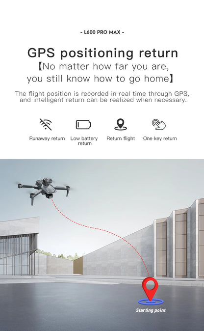 Dron L600 PRO / L600 PRO MAX 4K Profesional HD con Cámaras Duales, Gimbal de 3 Ejes, WIFI 5G, Sin Escobillas, con Evitación de Obstáculos y Seguridad