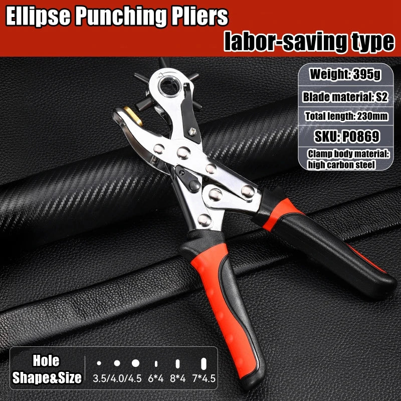Multi-functional Punch Pliers Round Hole Oval Hole DIY Tool Watchband Strap Household Leathercraft Leather Belt Hole Punch Plier