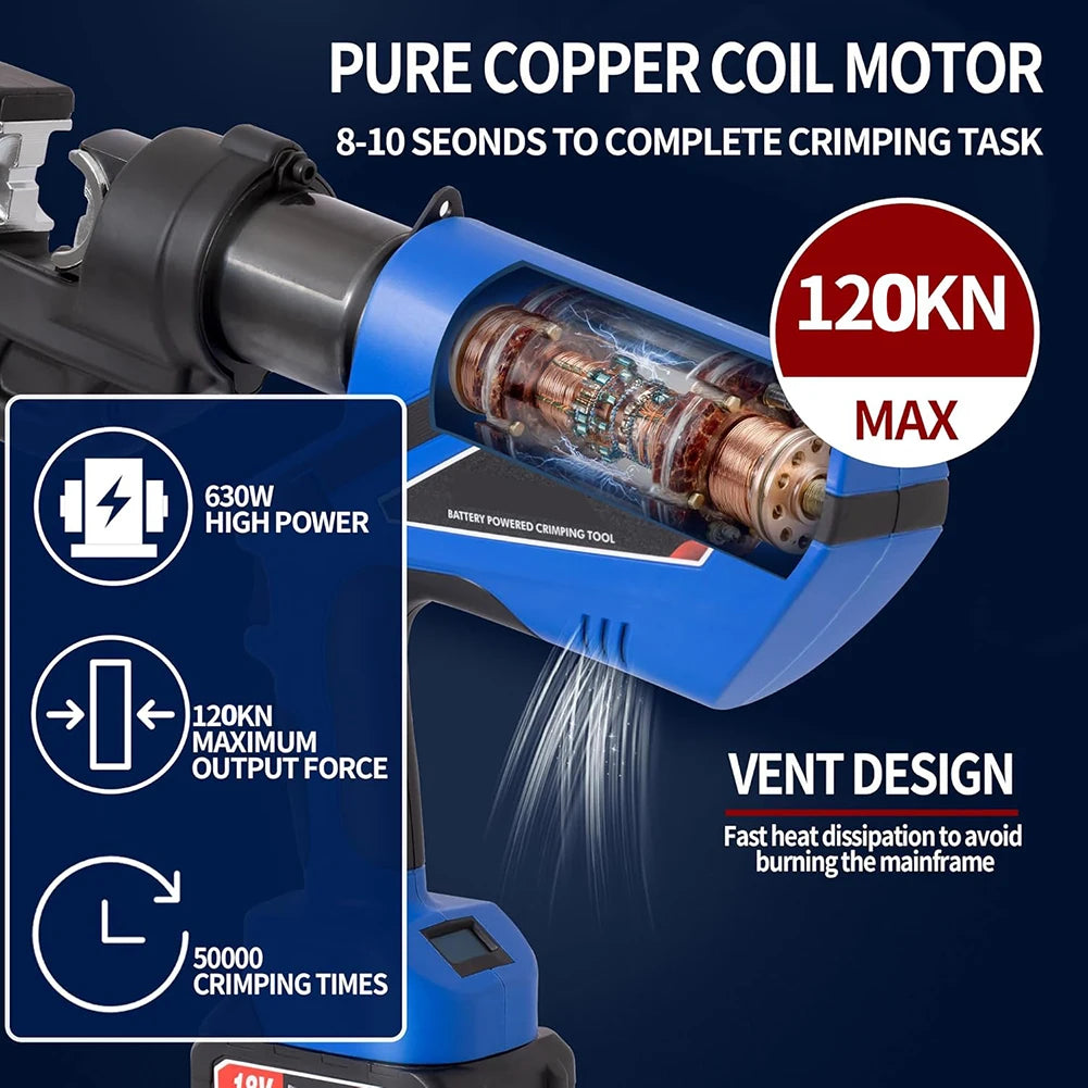 EZ-300 EZ-400 Electric Hydraulic Plier with Battery Handheld Rechargeable Cable Copper Aluminum Terminal Crimping Tool & 12 Sets of Dies