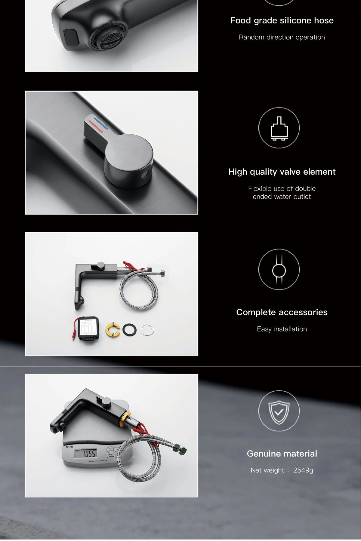 White Intelligent Brass Bathroom Faucet, Induction Design with LED Temperature Display, Single-Hole Single-Handle Hot and Cold Basin Tap