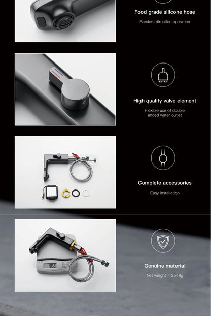 White Intelligent Brass Bathroom Faucet, Induction Design with LED Temperature Display, Single-Hole Single-Handle Hot and Cold Basin Tap