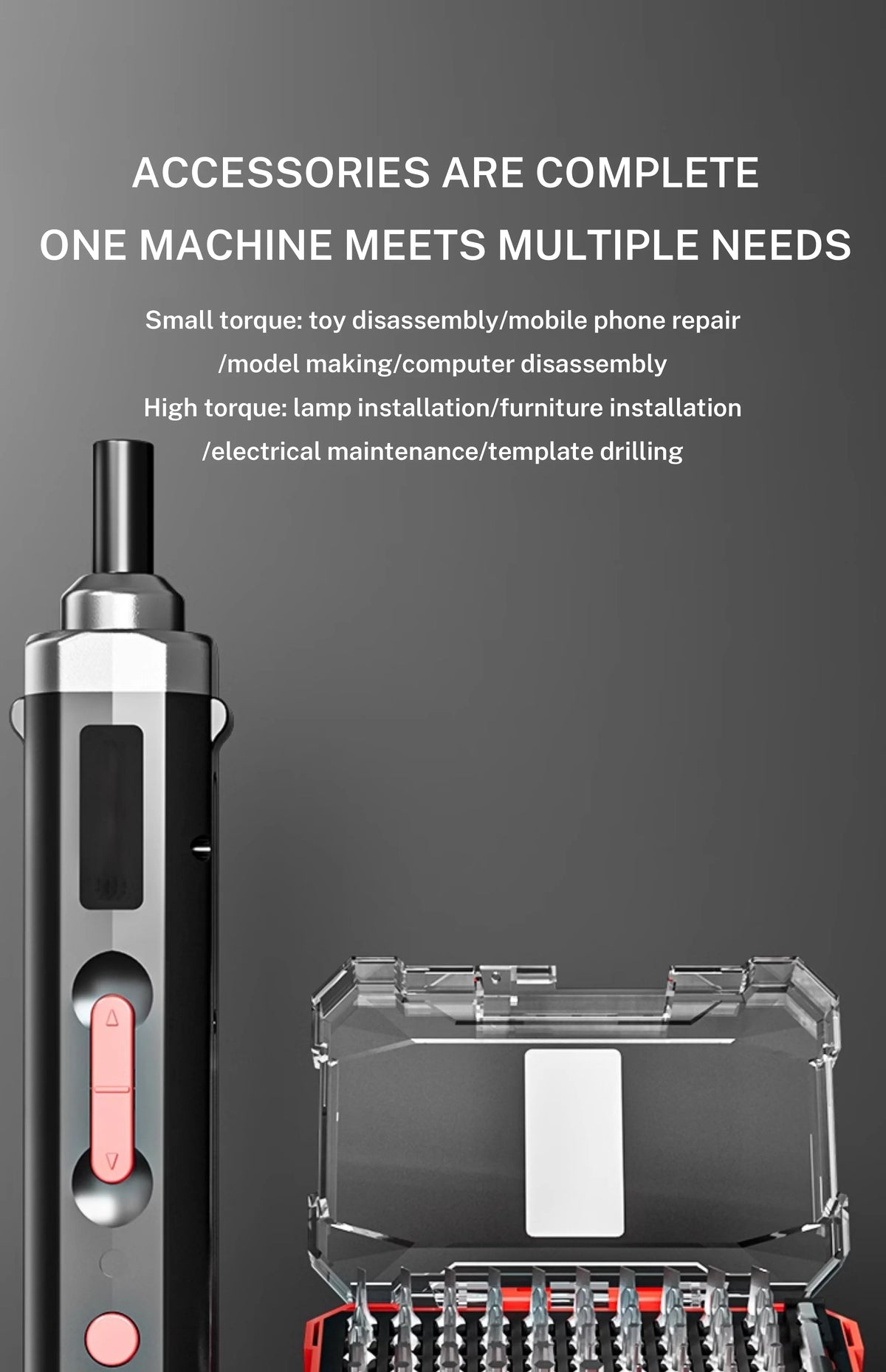 Cordless Electric Screwdriver, Rechargeable Power Screwdriver Set, Automatic Home Repair Tool Kit with USB Cable and LED Lights